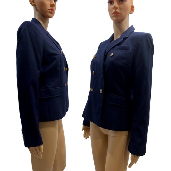 J Crew Navy Blue Double Breasted Wool Blazer Gold Buttons | NWOT | Size 6 - Picture 7 of 10